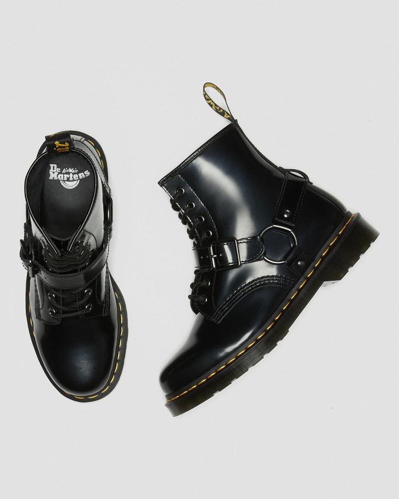 Black Men's Dr Martens 1460 Harness Leather Lace Up Boots | CA 514LIS